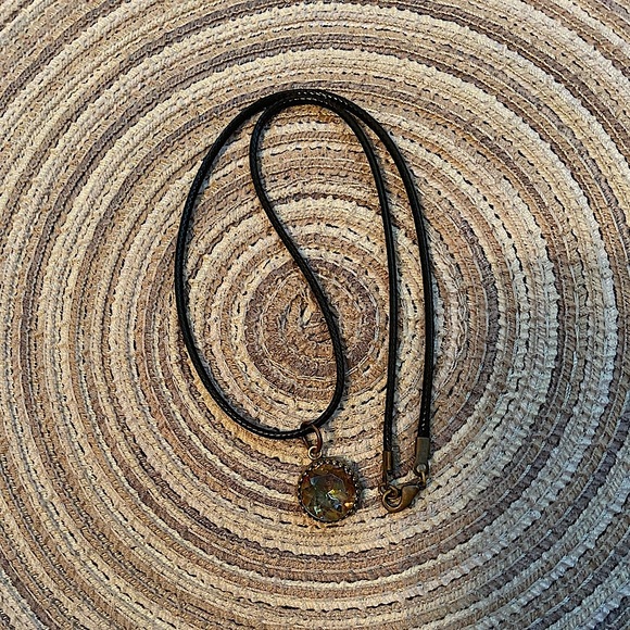 Swarovski pendant on black waterproof cord with gold lobster claw closure. - Picture 3 of 3